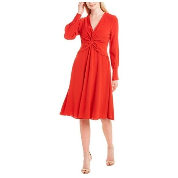 Equipment Short Faun Dress NWT $475 in Aura Orange / Poppy Red Women's Size 4 - Picture 1 of 13